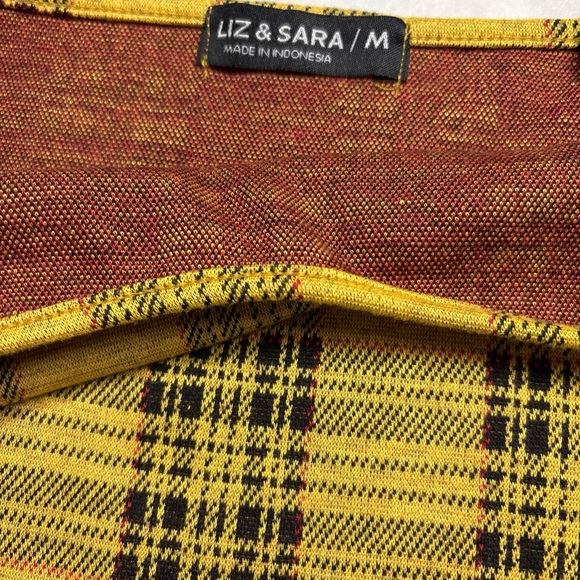 Yellow Black Plaid Strappy Round Neck Dress Sz S Schoolgirl Academia Y2K Grunge - Picture 7 of 9